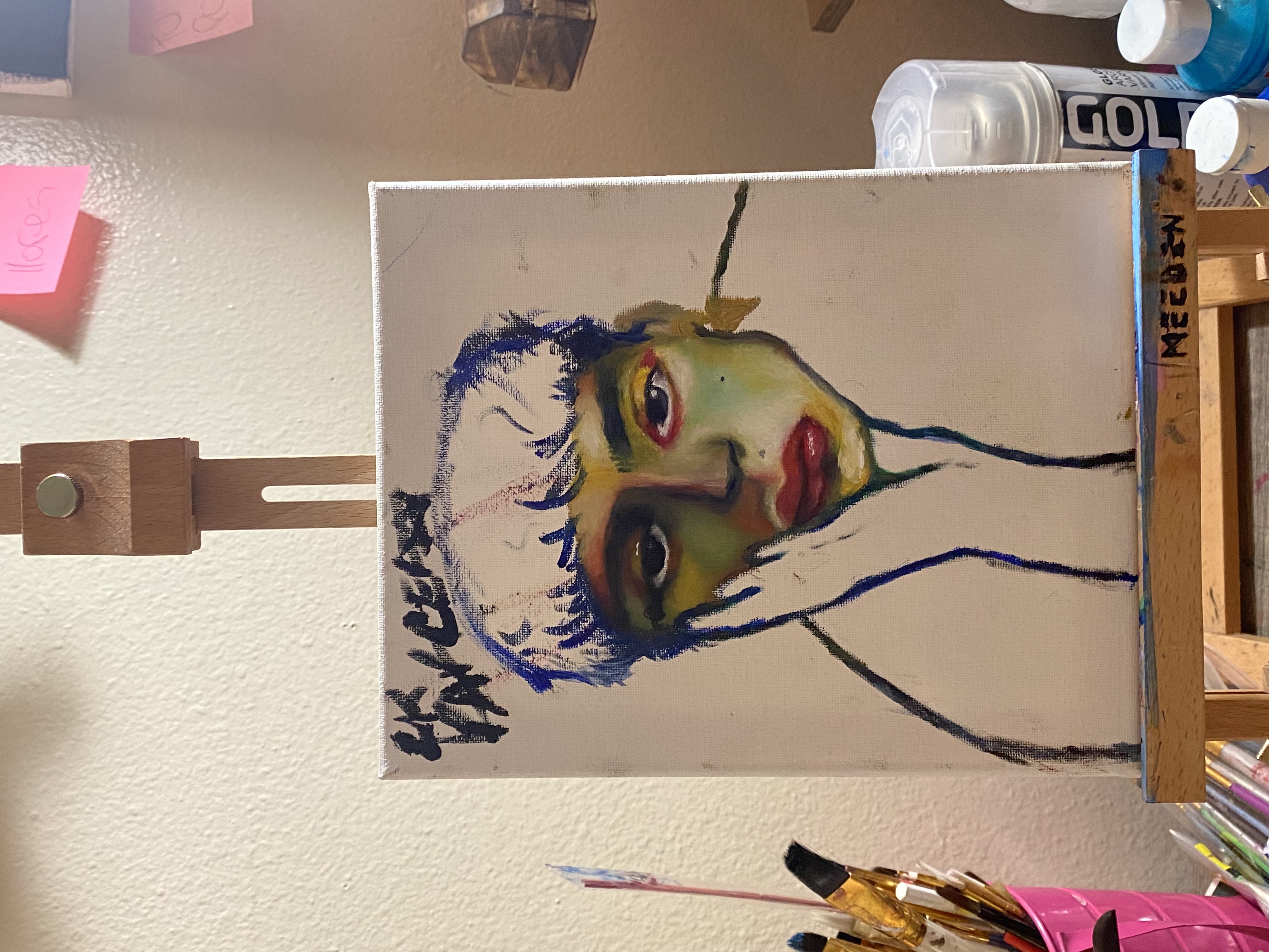 Green-toned portrait, work in progress